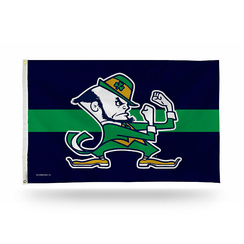 NCAA Rico Industries Notre Dame Fighting Irish Green Stripe 3' x 5' Banner Flag Single Sided Image