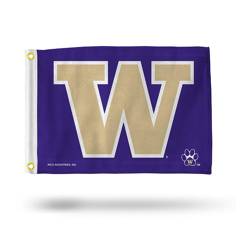 NCAA Rico Industries Washington Huskies 12" x 18" Flag - Double Sided - Great for Boat/Golf Cart/Home Image