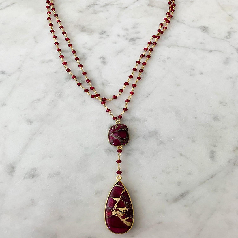 NecklaceRubyRed Turquoise Drop Image