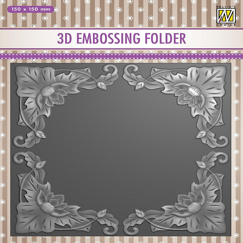 Nellie's Choice 3D Embossing Folder  Exotic Flower Frame Image