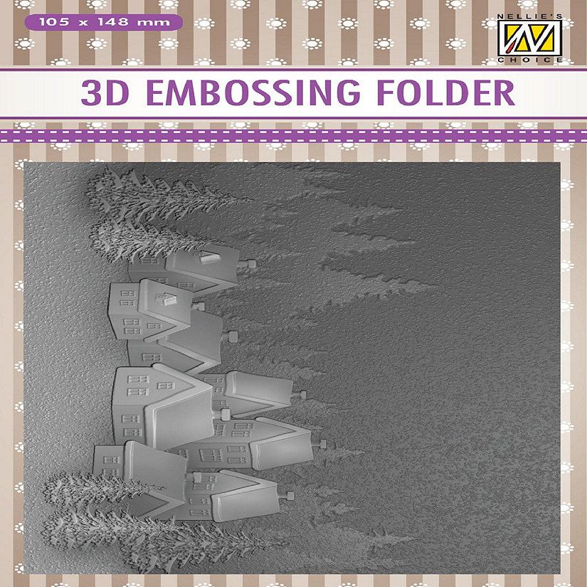 Nellie's Choice 3D Embossing Folder   Snowy Village Image