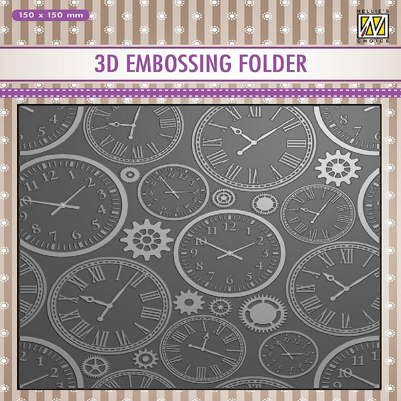 Nellie's Choice 3D Embossing Folder  Time Image