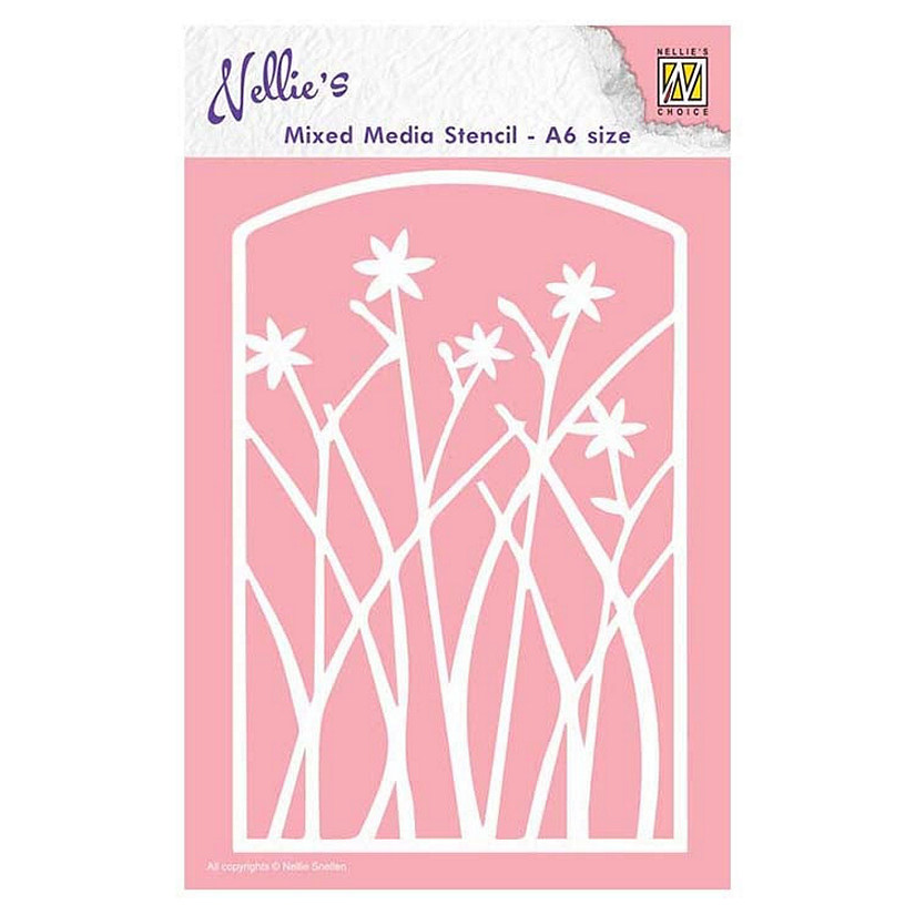 Nellie's Choice A6 Mixed Media Stencil Frame with Flowers Image