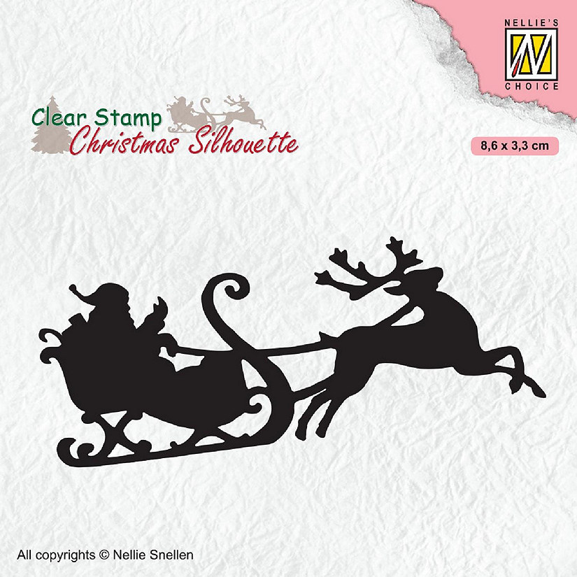 Nellie's Choice Clear Stamp Silhouette Santa Claus with Reindeer Sleight Image