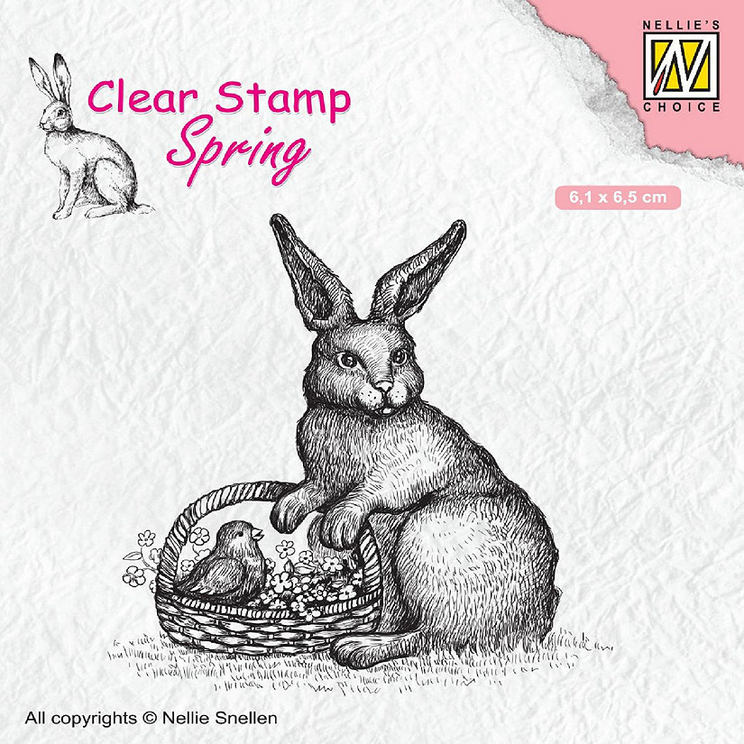 Nellie's Choice Clear Stamp Spring Easter Hare with Basket Image