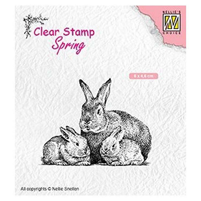 Nellie's Choice Clear Stamp Spring Rabbit Family Image