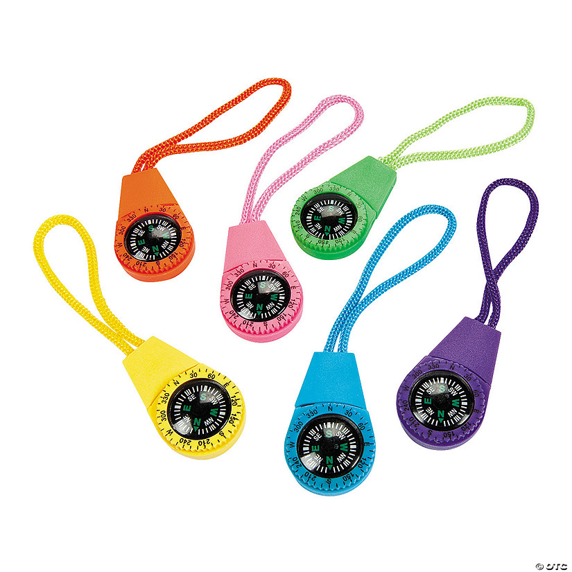 Neon Compasses on a Cord - 6 Pc. Image