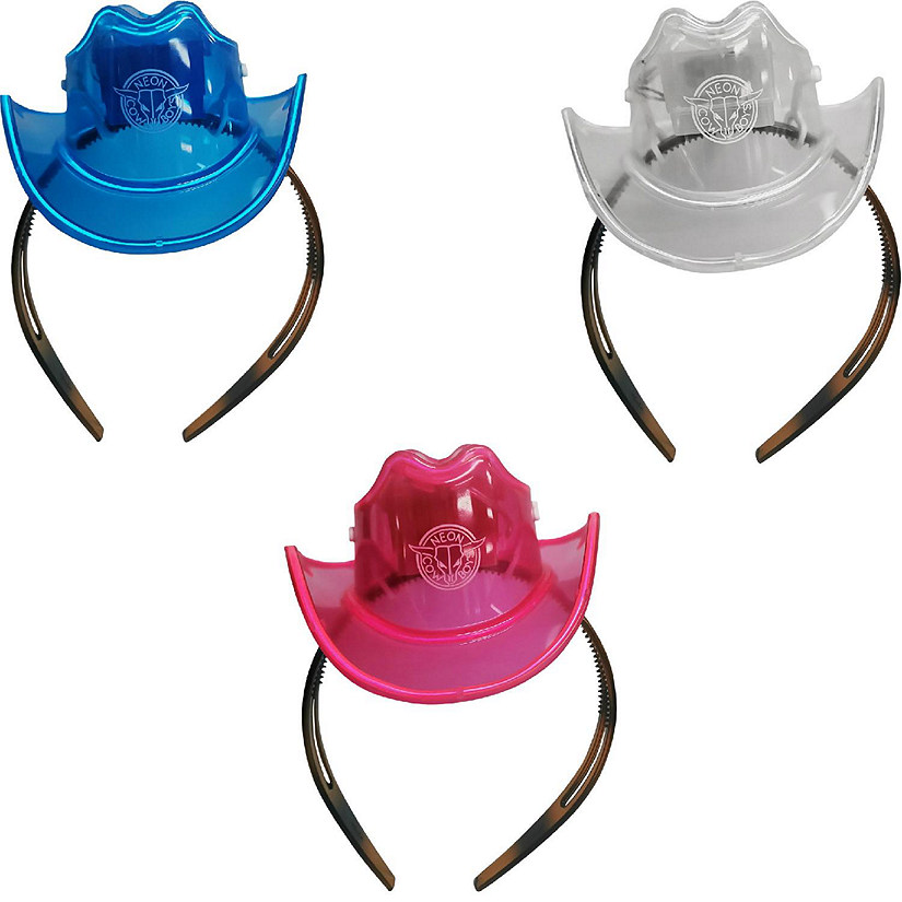 NEON COWBOY Mini Lighting Hat 3 Pack Assorted Bundle Cowgirl Image