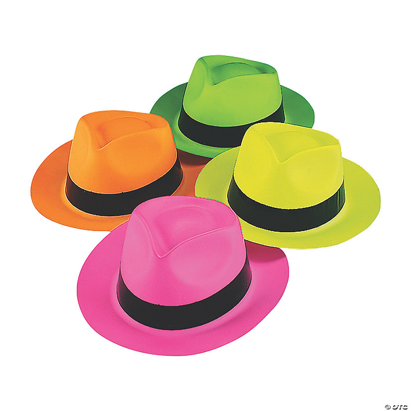 Neon Fedora Hats - 12 Pc. Image