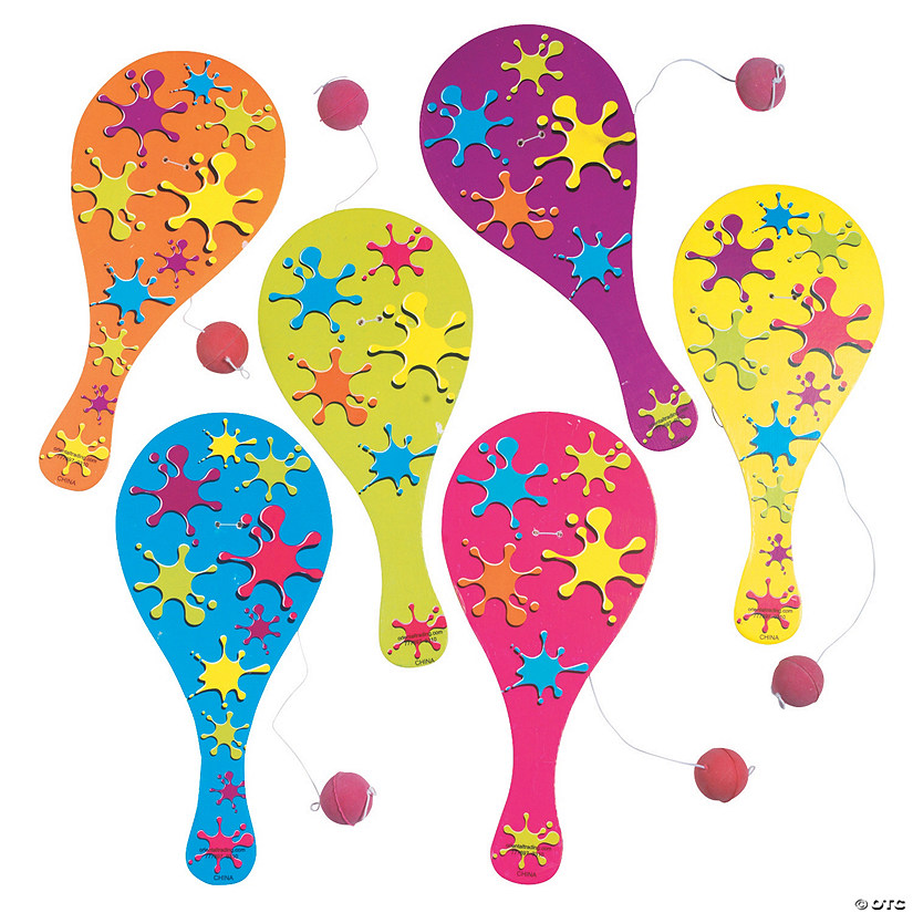 Neon Paddle Ball Games - 12 Pc. Image