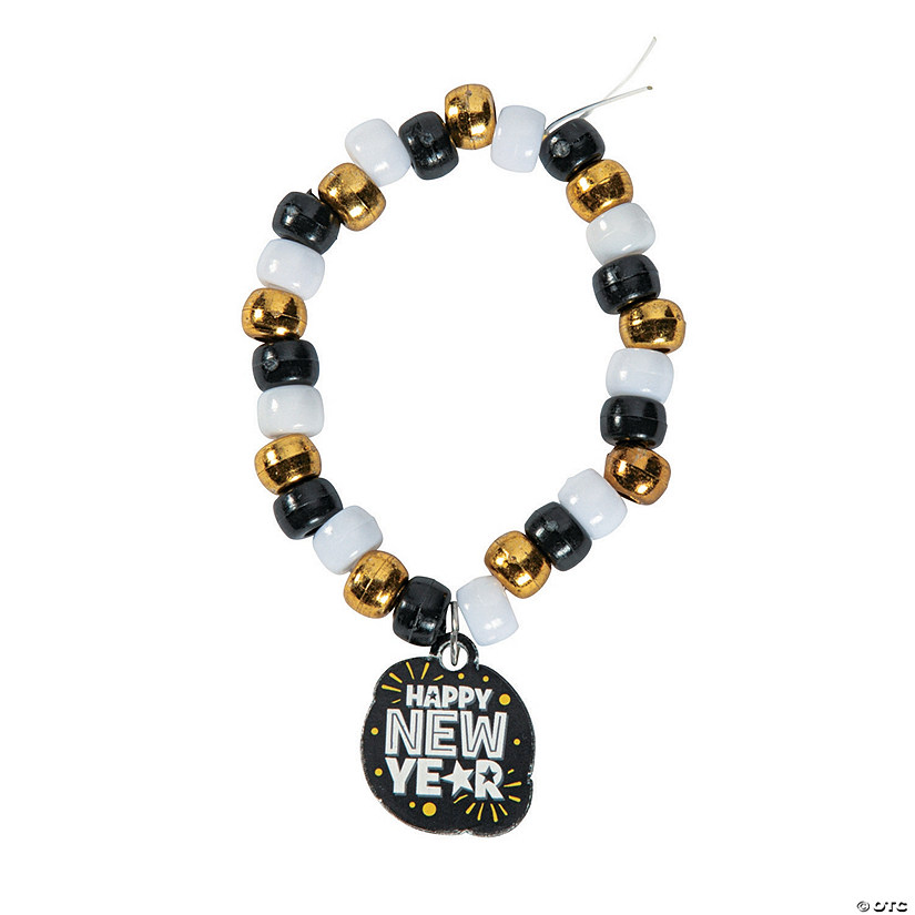 New Year&#8217;s Beaded Charm Bracelet Craft Kit - Makes 12 Image