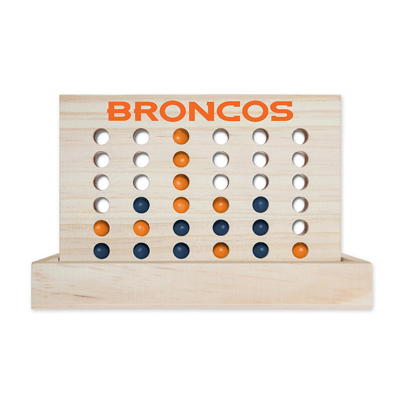 NFL Rico Industries Denver Broncos 4-In-A-Row Travel Board Game Wooden Image