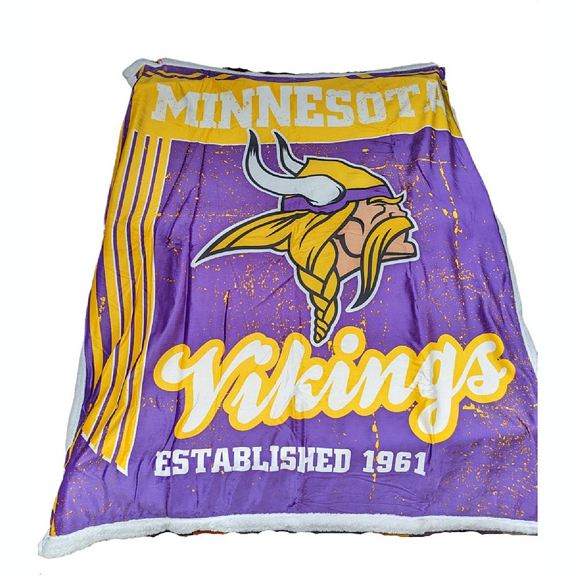 NFL Vikings Blanket Throw Sherpa Oversized Image