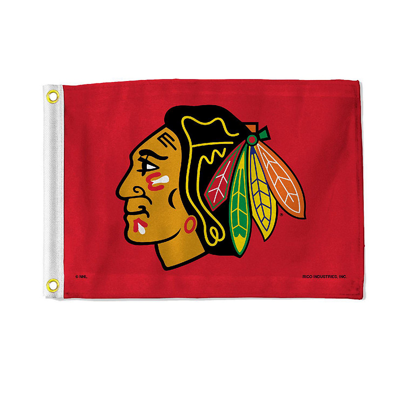 NHL Rico Industries Chicago Blackhawks 12" x 18" Flag - Double Sided - Great for Boat/Golf Cart/Home Image