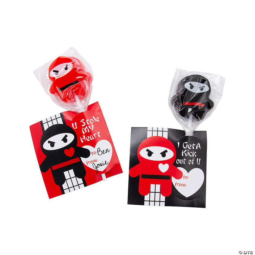 Ninja Lollipop Valentine Exchanges with Card for 12 Image