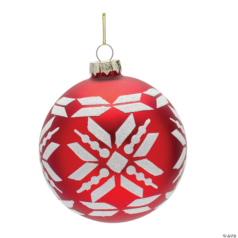 Nordic Snowflake Ball Ornament (Set Of 6) 4"D Glass Image