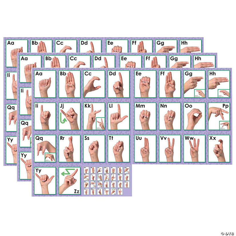 North Star Teacher Resources American Sign Language Alphabet Bulletin Board Set, 3 Sets Image