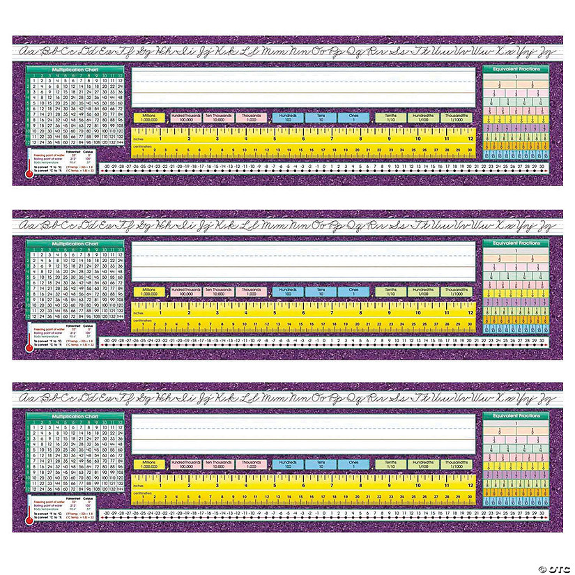 North Star Teacher Resources Traditional Cursive Intermediate Desk Plates, 19" x 5", 36 Per Pack, 3 Packs Image