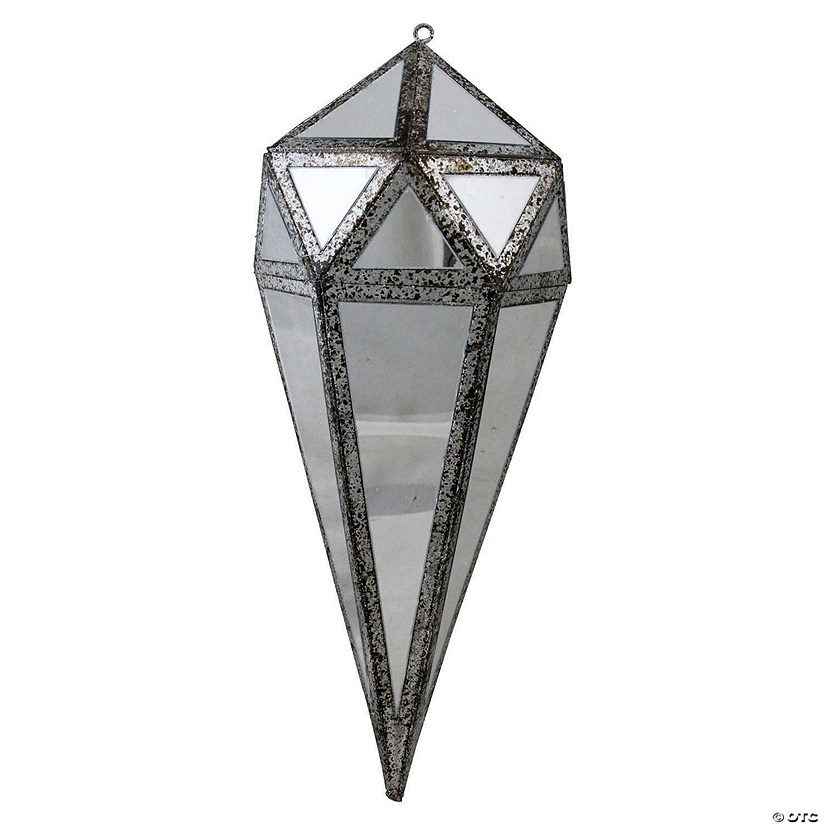 Northlight 10.5" Silver and Clear Mirrored Geometric Framed Drop Christmas Ornament Image