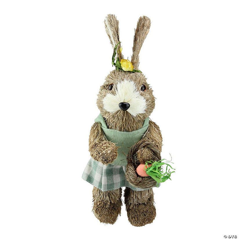 Northlight 10.5" sisal easter bunny rabbit spring figure with carrot basket Image