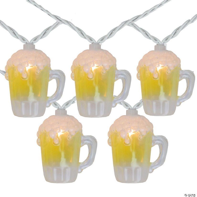 Northlight 10-Count Beer Mug Summer Outdoor Patio String Light Set 7.25ft White Wire Image