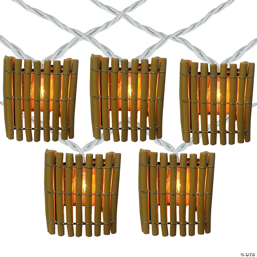 Northlight 10-Count Brown Tropical Bamboo Outdoor Patio String Light Set 7.25ft White Wire Image