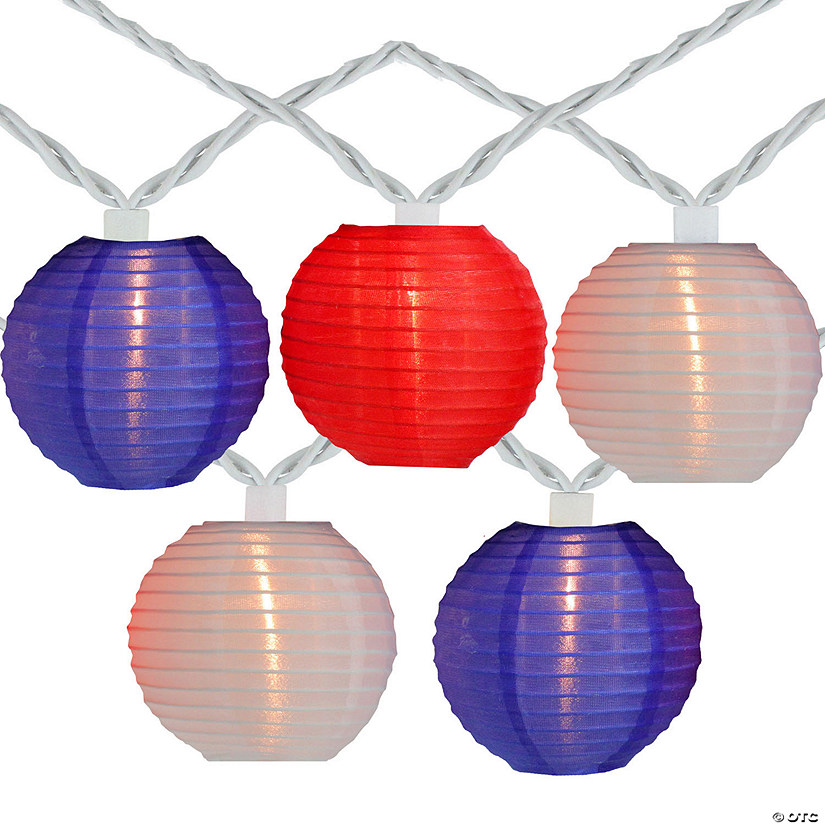 Northlight 10-Count Patriotic Chinese Lantern 4th of July String Lights 7.5ft White Wire Image