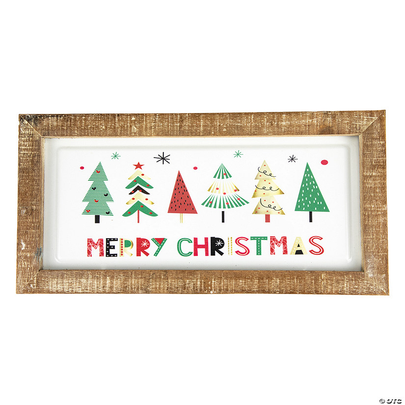 Northlight 11.75" Framed Merry Christmas with Trees Wall Sign Image