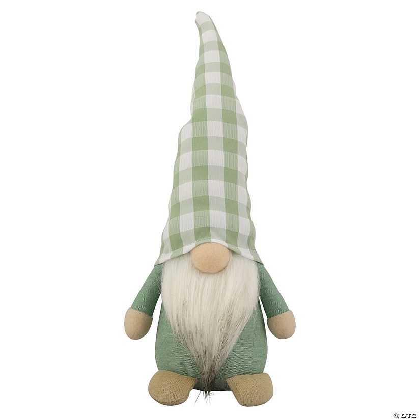 Northlight 12.25" spring gnome with green plaid hat Image