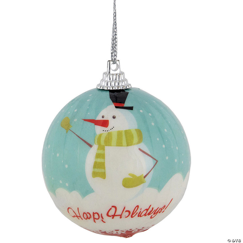 Northlight 14-Piece Snowmen 'Happy Holidays' Decoupage Christmas Ball Ornament Set  2.25"(60mm) Image