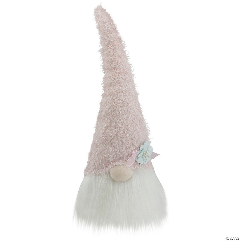 Northlight 16" pink and white spring and easter gnome table top head with a blue flower Image