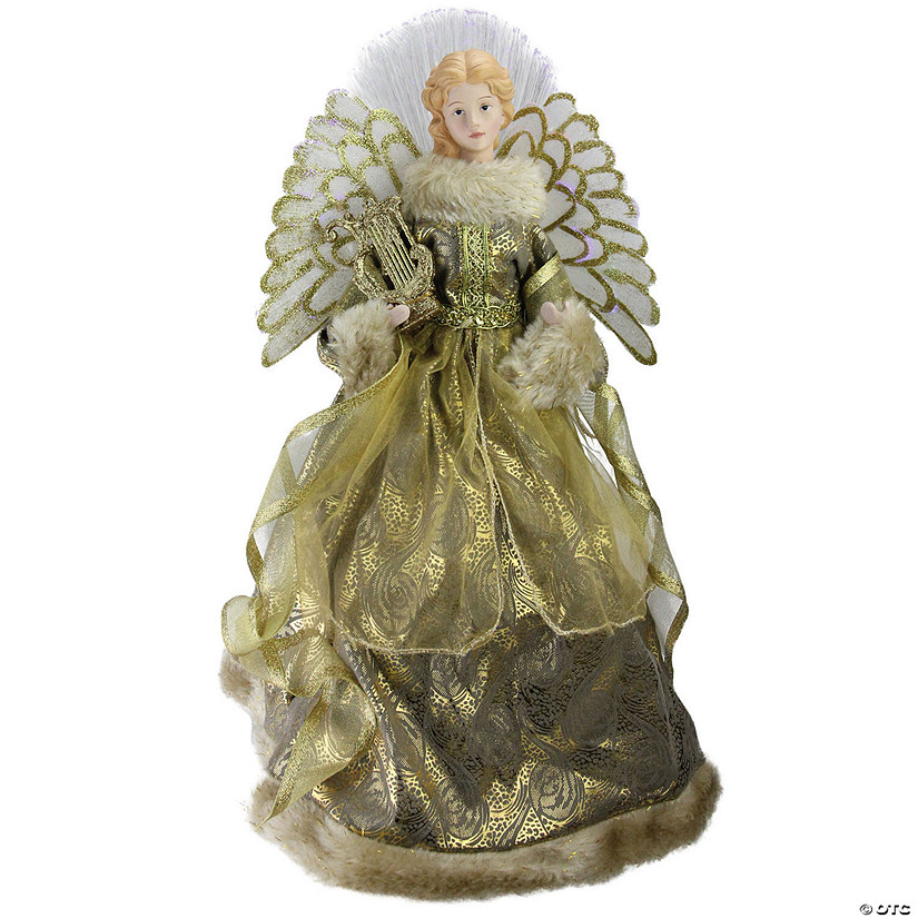 Northlight 16" Pre-Lit Angel with Harp Christmas Tree Topper Image