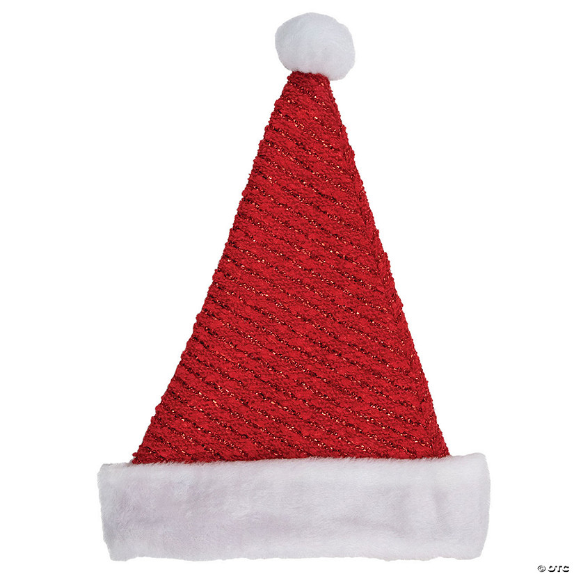Northlight 17" Red and White Striped Santa Hat With Pom Pom and Cuffed Faux Fur Image