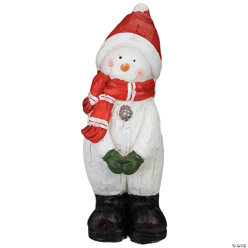 Northlight 17" White and Red Snowman Christmas Tabletop Decoration Image