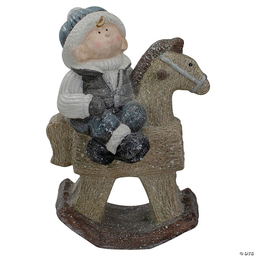 Northlight - 18" Boy on Rocking Horse Christmas Tabletop Figure Image