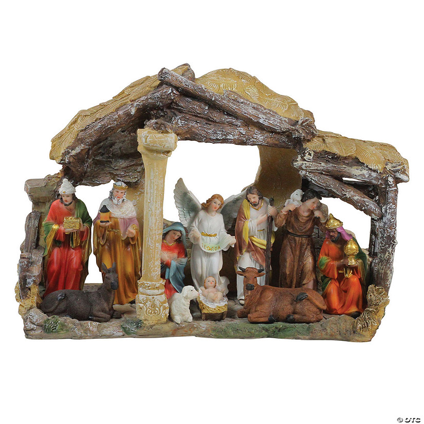 Northlight - 18" Traditional Religious Christmas Nativity with Stable House Decoration Image