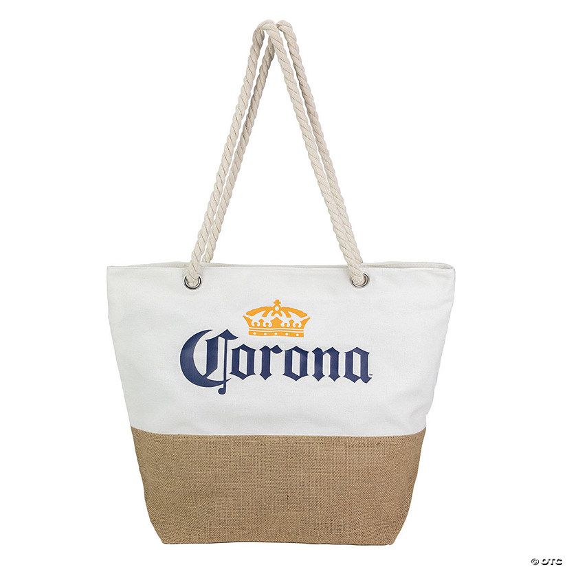 Northlight 19.25" Corona Canvas and Burlap Beach Tote Bag with Rope Handles Image