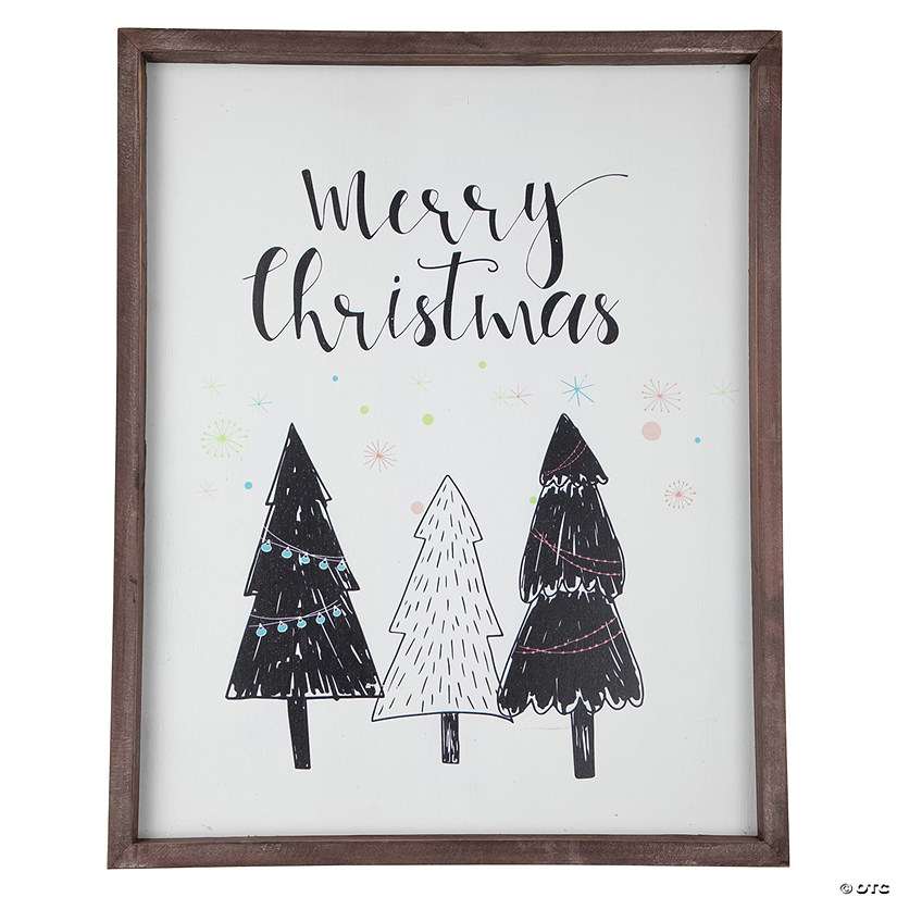 Northlight 19.5" Merry Christmas with Holiday Trees Wall Sign Image