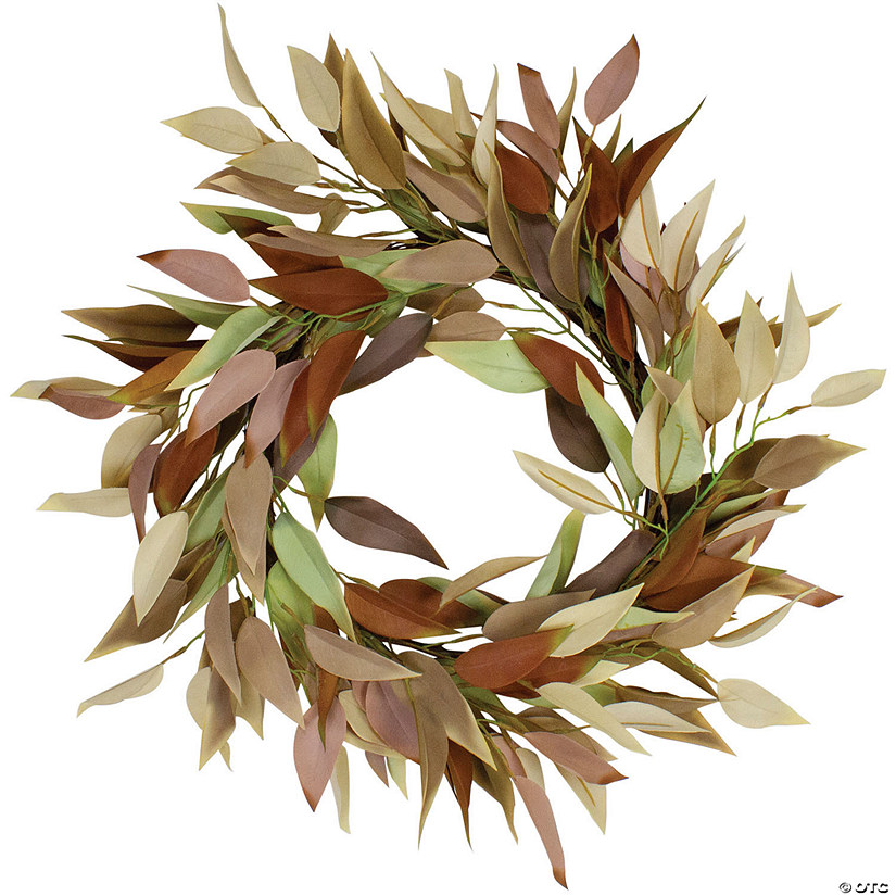 Northlight 22" Buttery Neutral Fall Colored Leaves Artificial Autumn Harvest Wreath - Unlit Image
