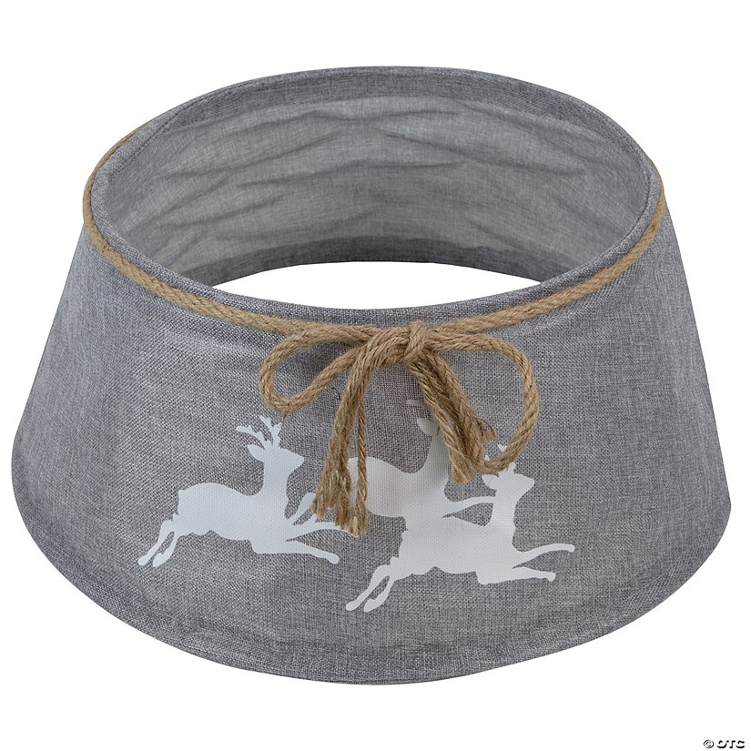 Northlight 22" Gray with White Reindeer Christmas Tree Collar Image
