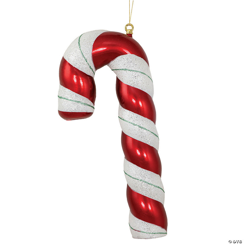 Northlight 22" Shatterproof Candy Cane with Green Glitter Commercial Christmas Ornament Image