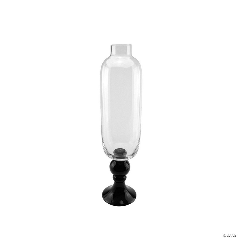 Northlight 23.5" Clear and Jet Black Glass Pedestal Style Flower Vase Image