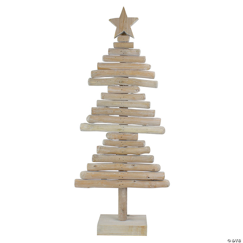 Northlight 25.5" Rustic Wooden Christmas Tree with Star Table Top Decor Image