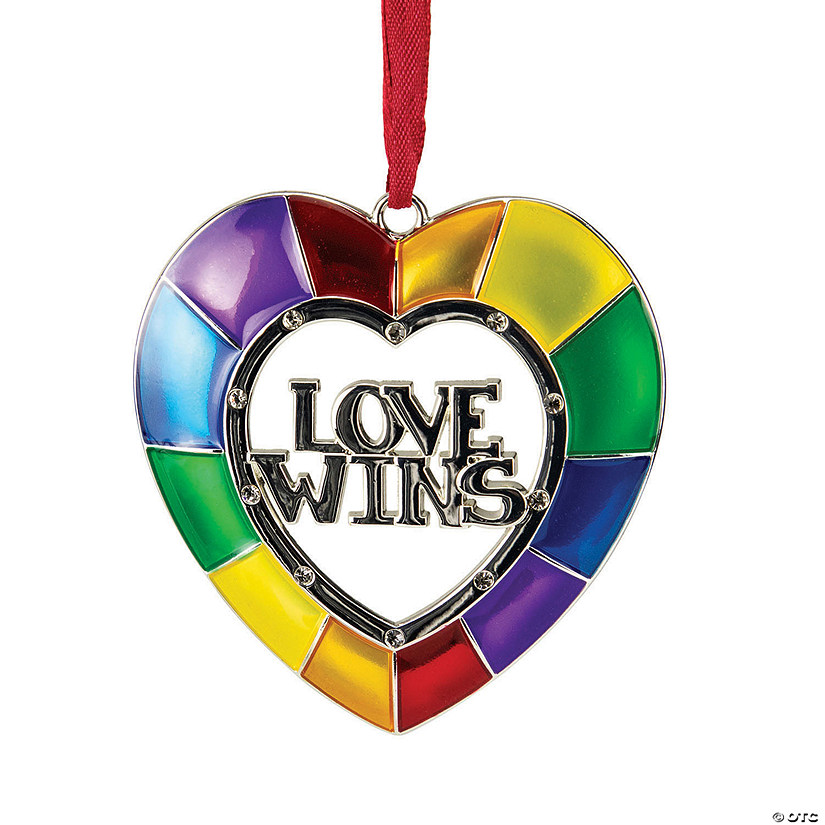 Northlight 3" Faceted Love Wins Pride Heart Christmas Ornament with European Crystals Image