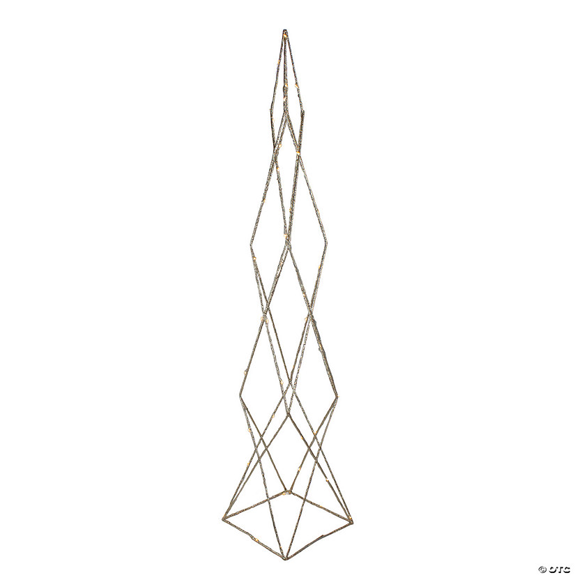 Northlight 32" LED Lighted B/O Gold Glittered Wire Geometric Christmas Cone Tree - Warm White Lights Image
