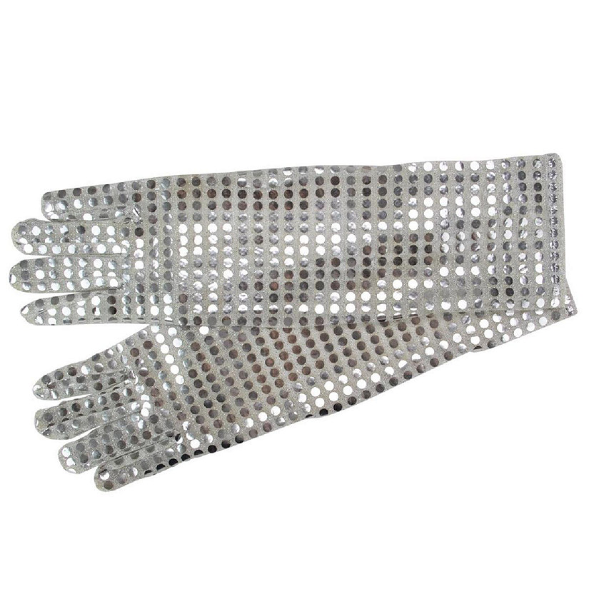 Northlight 34108975 Silver Sequined Girl Child Halloween Gloves Costume Accessory - One Size Image