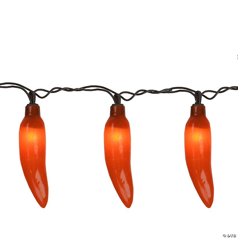 Northlight 35-Count Orange Chili Pepper Patio String Light Set 22.5ft Brown Wire Image