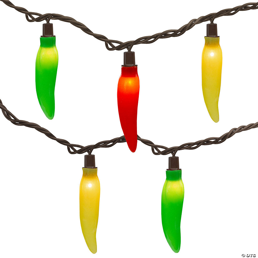 Northlight 35-Count Vibrantly Colored Chili Pepper String Light Set 22.5' Brown Wire Image
