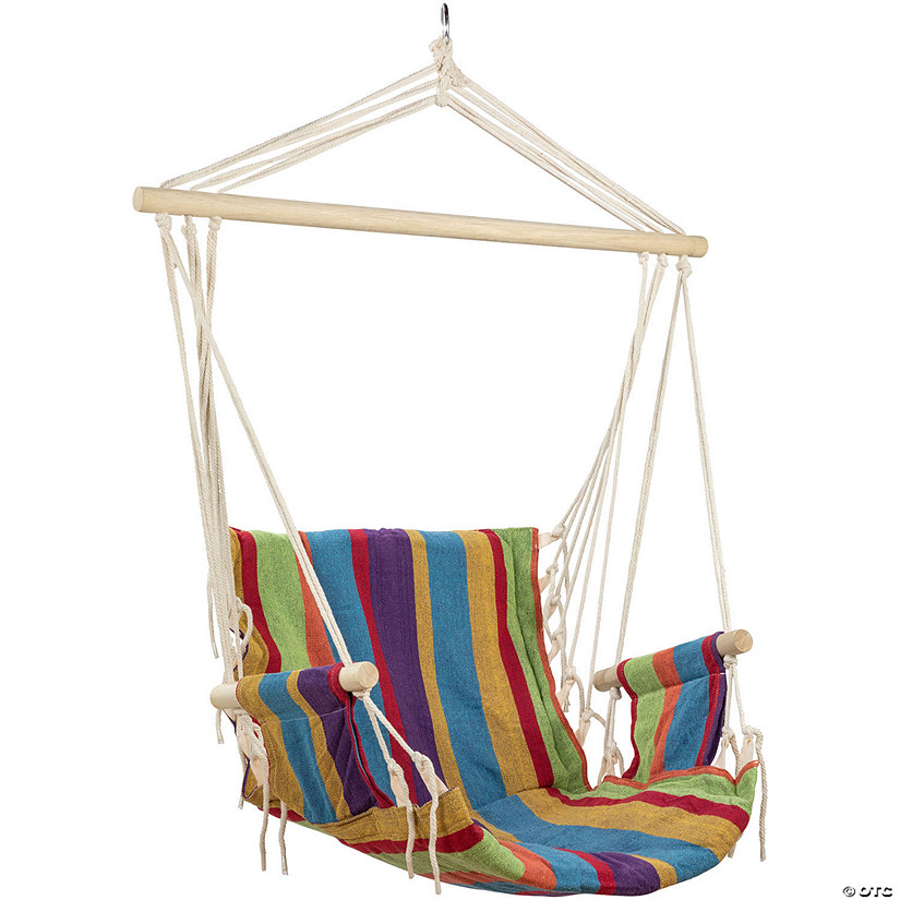 Northlight 37" Multi-Color Stripe Outdoor Patio Hammock Chair with Armrests Image