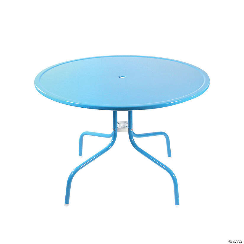 Northlight 39.25-Inch Outdoor Retro Metal Tulip Dining Table  Turquoise Blue Image